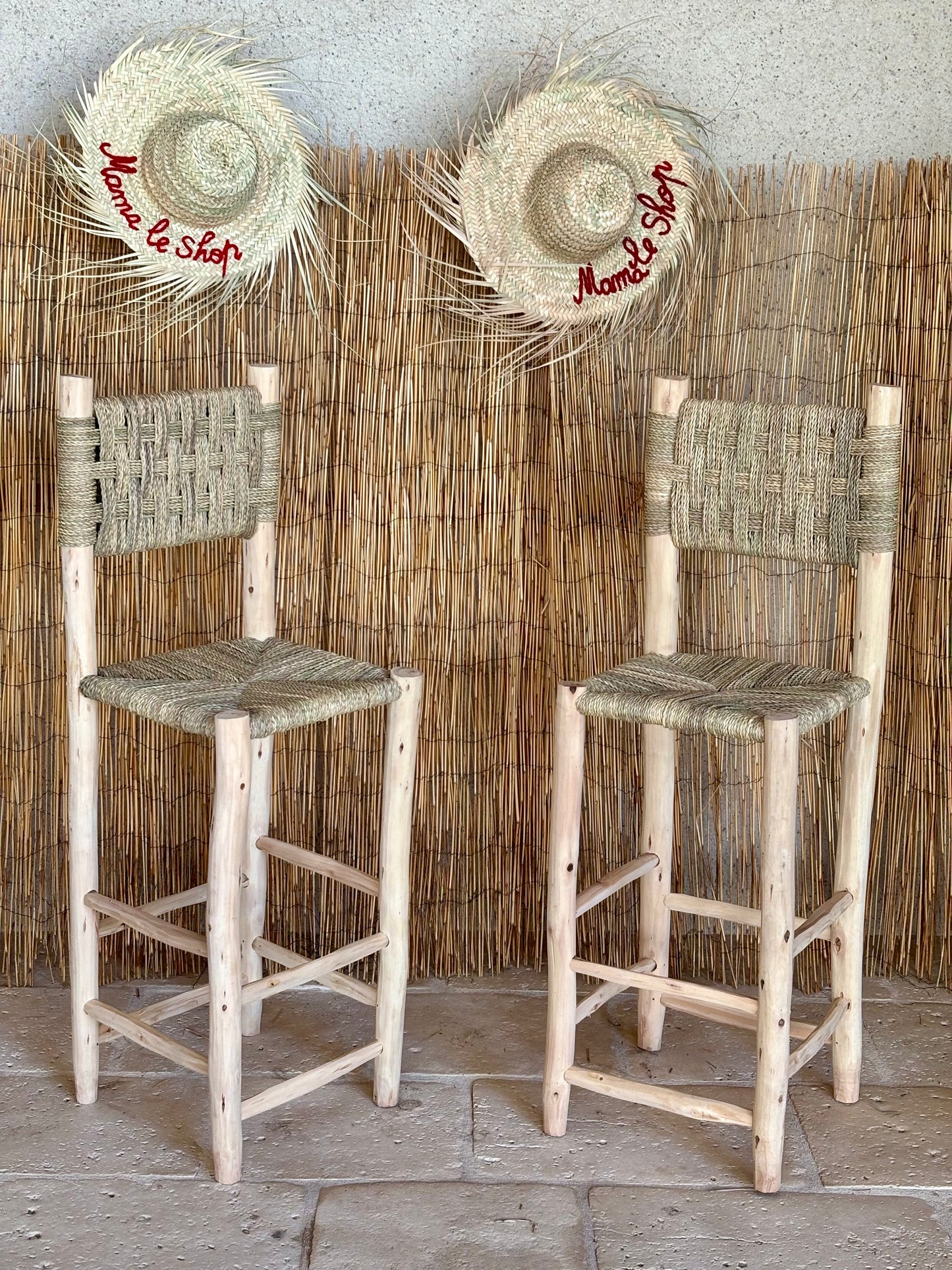 Chaises de bar en eucalyptus - Sur commande