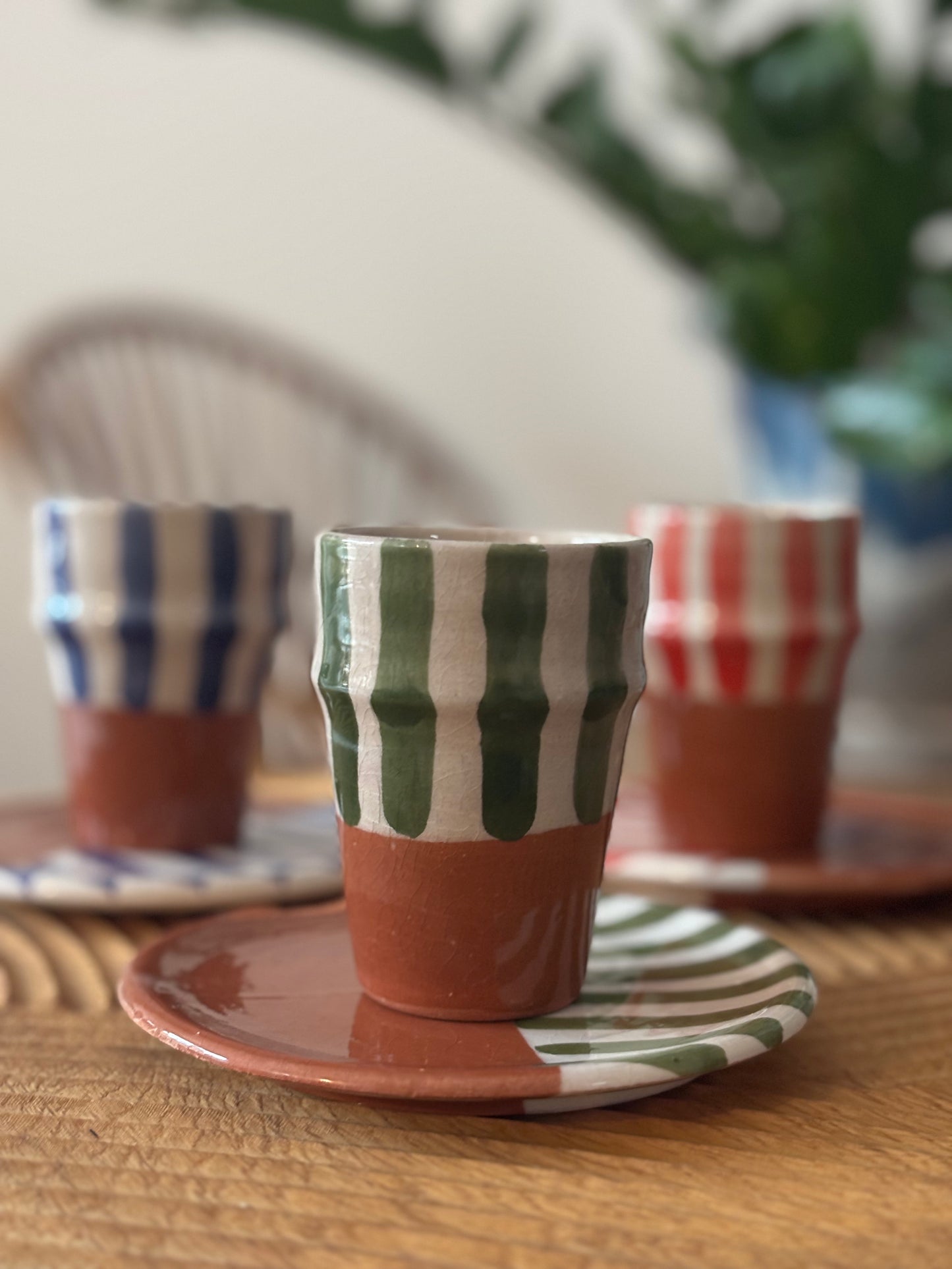 Tasses à café rayé