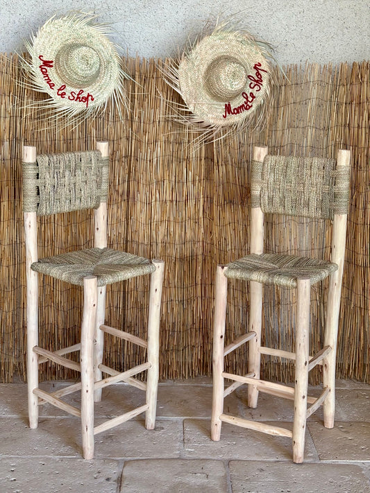 Chaises de bar en eucalyptus - Sur commande